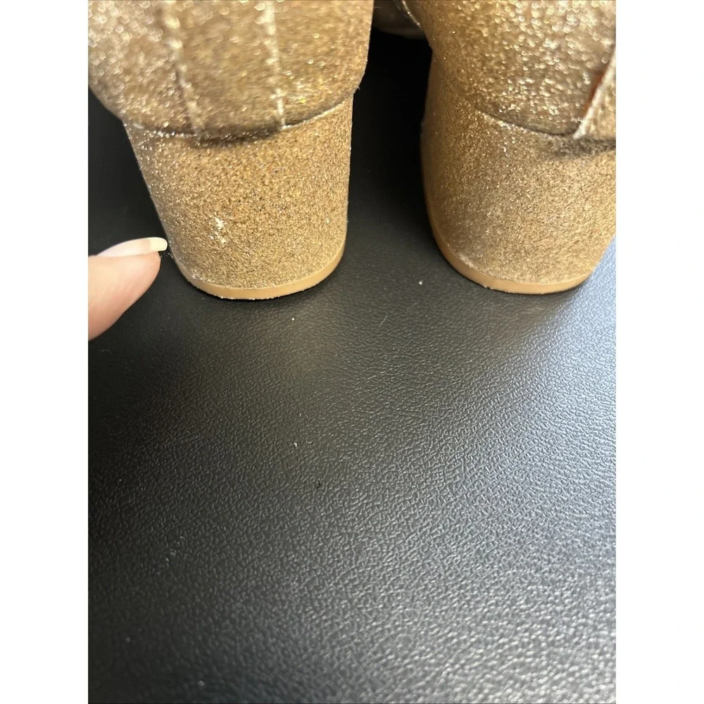 Girls  Size 4‎ Nina Gold Bling Shoes Wedding Dance Pageant Block Heel Rhinestone